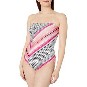 NEW Calvin Klein Women's Swimsuit one Piece Size 16 B803 Multi Color Stripe